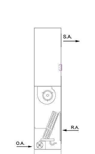 Technical drawing of fan unit