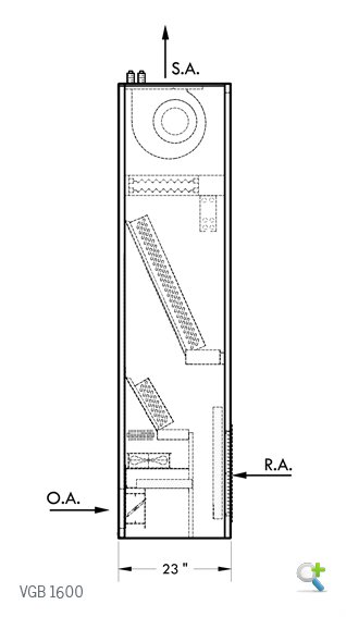 Technical drawing of fan unit